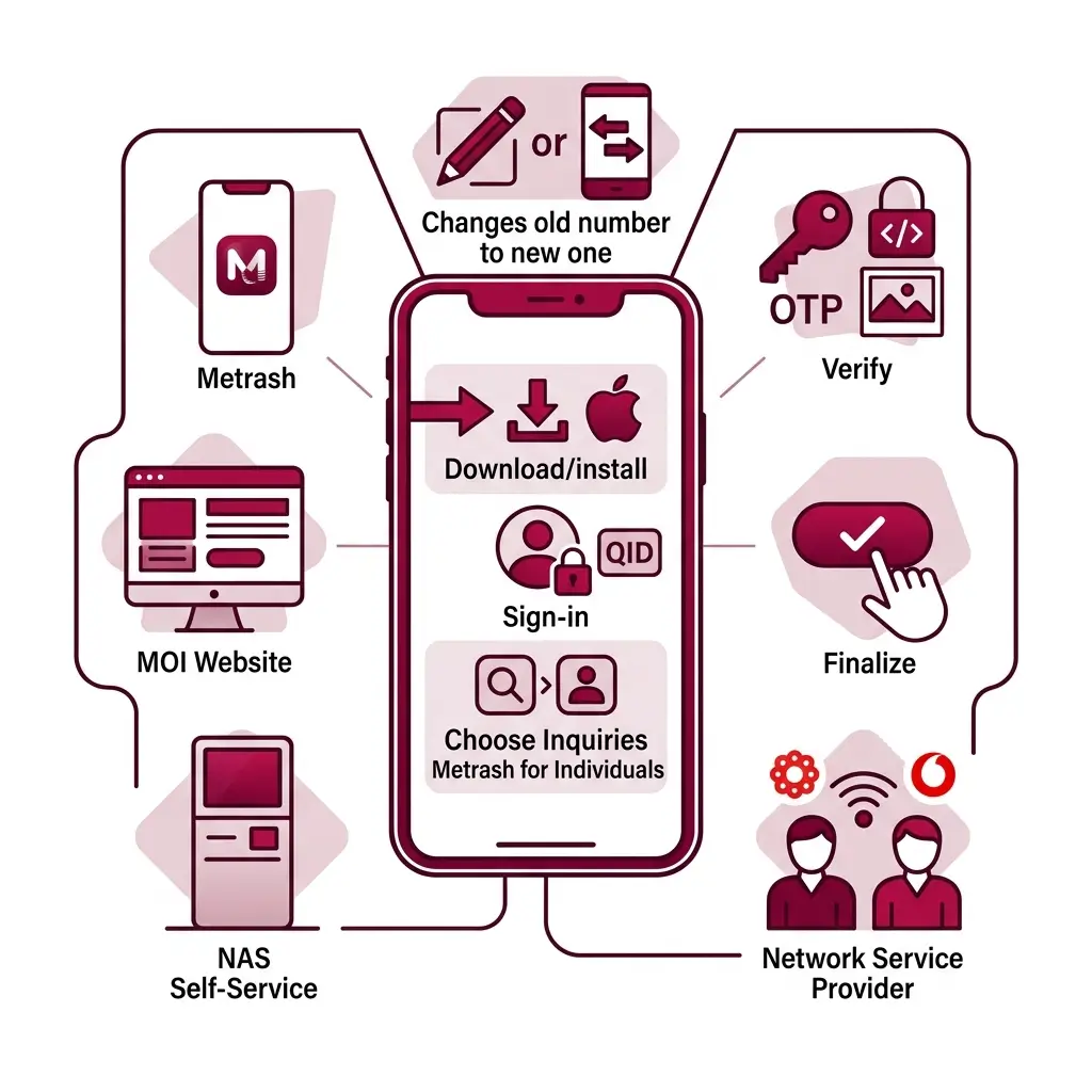 Change Mobile Number in Qatar ID through metrash